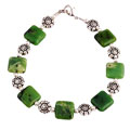 Green Chrysophase & Silver Bracelet
