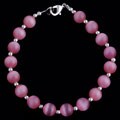 Pink Tiger's Eye & Silver Beaded Bracelet