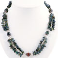 Silver-accented Forest Green Agate Necklace