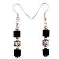 Black Agate & Silver Cubes Earrings