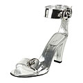 Gucci Silver Metallic Leather Ankle Sandals