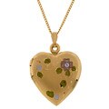 Gold Fill Engraved Heart Locket with Diamond