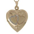 Golf-filled Two-tone Double Heart Locket Neclace