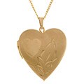 Gold-filled Engraved Heart Locket Necklace