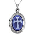 14k White Gold Oval Locket Necklace