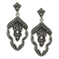 Silver and Marcasite Leaf Chandelier Earrings