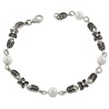 Sterling Silver Synthetic Pearls and Marcasite Bracelet