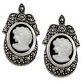 Sterling Silver Mother of Pearl Cameo Stud Earrings