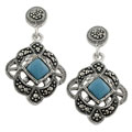 Sterling Silver Turquoise & Marcasite Dangling Earrings