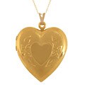10k Gold Large Engraved Heart Locket Necklace