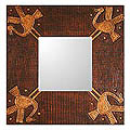 Golden Herons Leather Mirror (Peru)