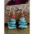 Turquoise And Coral Bead Earrings (USA)