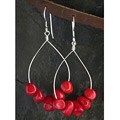 Red Coral Tear Drop Dangling Earrings (USA)