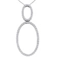 14k White Gold Diamond Double Oval Necklace