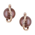 14k Pink Gold Diamond and Brown FW Pearl Earrings