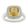 10k Two-tone Gold 1/8ct TDW Diamond Citrine Ring