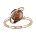 14k Pink Gold Brown Freshwater Cultured Pearl Ring