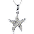10k White Gold 1/6ct TDW Diamond Starfish Pendant
