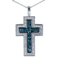 10k White Gold Blue and White Diamond Pendant