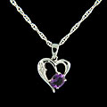 Gemstone Heart Pendant with Silver Necklace (China)