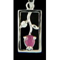Sterling Silver Ruby Rose Pendant with Necklace (China)