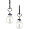 14k Gold 1/10ct TDW Diamond Cultured Pearl Earrings