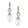 14k Gold Pearl Sapphire 1/10ct TDW Diamond Earrings