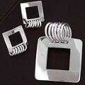 Sterling Silver Bold Square Pendant & Earring Set (Mexico)