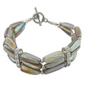 Three Strand Iridescent Cream Seashell Bracelet