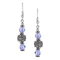 Silver Bead & Lavender Crystal Earrings