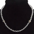 Silver Beaded White Crystal Necklace