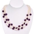 Freshwater Pearl and Amethyst Three-strand Necklace