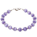 Silver Lavender Purple Tiger's Eye Bracelet