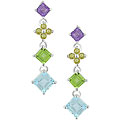 Sterling Silver Multi-Gemstone Drop Earrings
