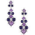 Sterling Silver Iolite and Amethyst Drop Earrings