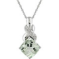 14k Gold Green Amethyst 1/6ct TDW Diamond Necklace