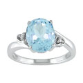 14k White Gold Blue Topaz & Diamond Ring