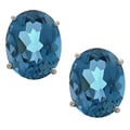 14k White Gold London Blue Topaz Earrings