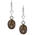 14k White Gold Smoky Quartz Leverback Earrings