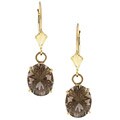 14k Yellow Gold Smoky Quartz Leverback Earrings