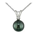 14k Gold Cultured Tahitian Pearl Diamond Pendant (Set of 3)