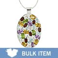 Sterling Silver Multi-gemstone Oval Pendant (Case of 3)
