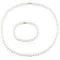 14k Gold Freshwater Pearl Necklace & Bracelet (5-6mm) (Set of 3)
