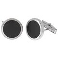 Sterling Silver Round Black Onyx Cuff Links