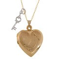 Goldfilled Double Heart Locket with Key Necklace