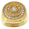 14k Yellow Gold Overlay Men's Swirl CZ Ring