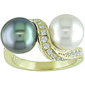18k Yellow Gold Pearl 2/5ct TDW Diamond Swirl Ring