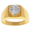 14k Yellow Gold Overlay Men's Big CZ Ring