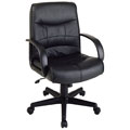 Office Star Mid-back Executive Black Leather Chair