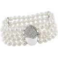 14k Gold Akoya Pearl 3/4ct TDW Diamond Bracelet